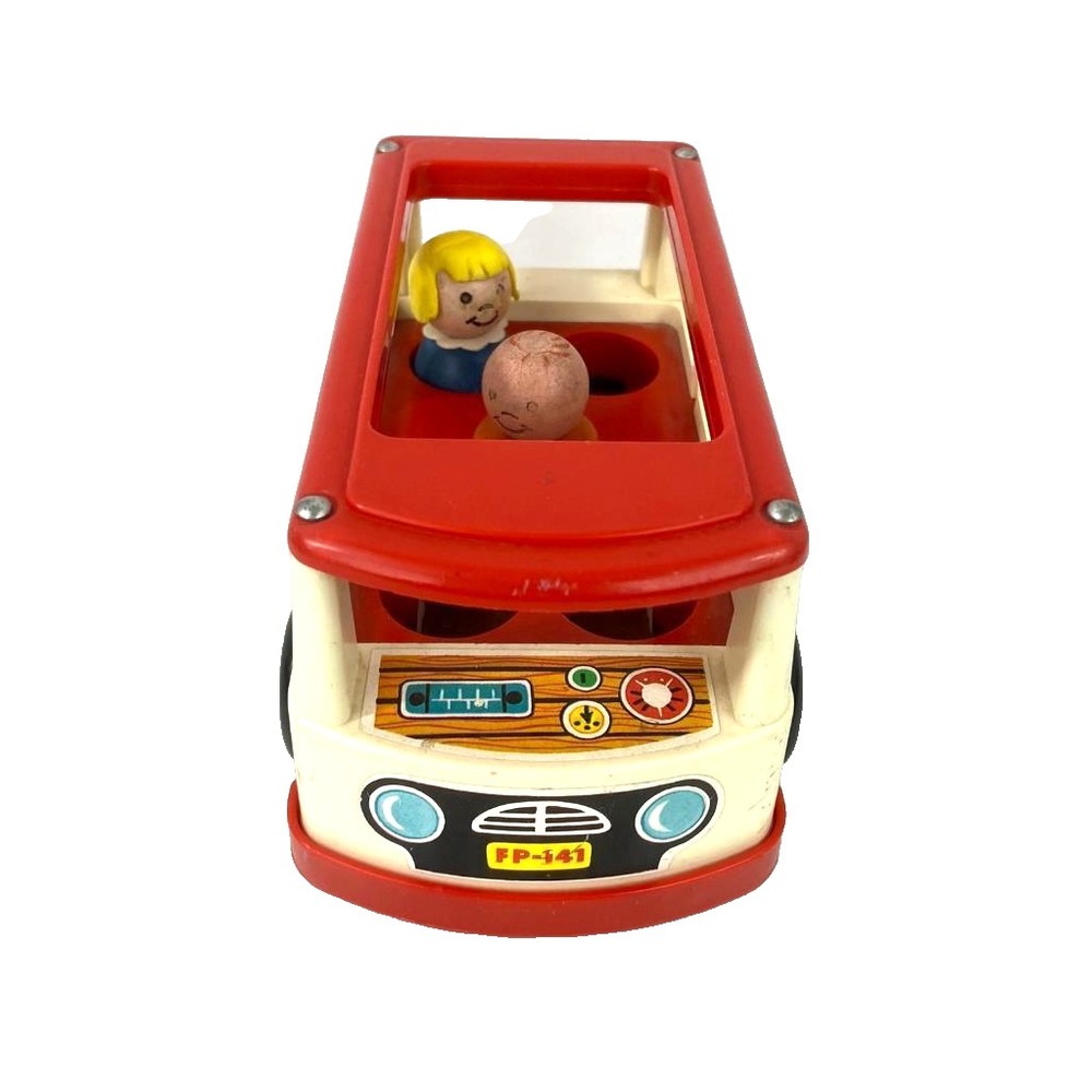 Toy Mini Bus #141 2 Fisher Price Little People Play Family Original People 1969